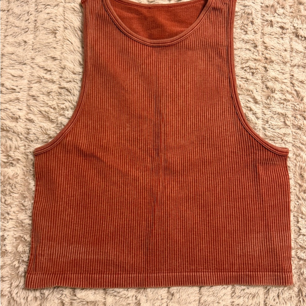 Rust Ribbed Tank Top